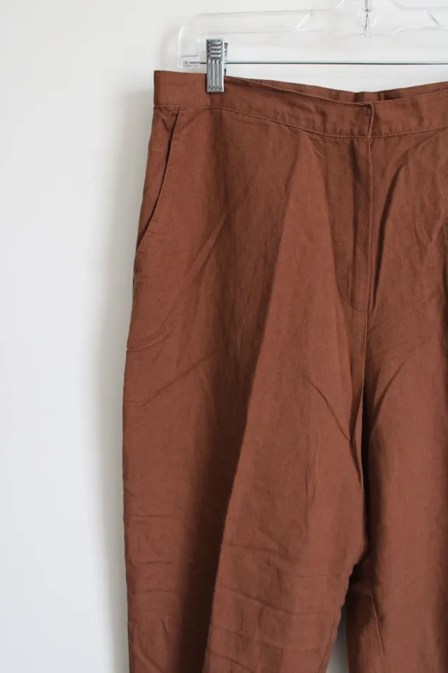 Earrings Ruby Rd Brown Linen Ankle Pant 12 Ruby Rd