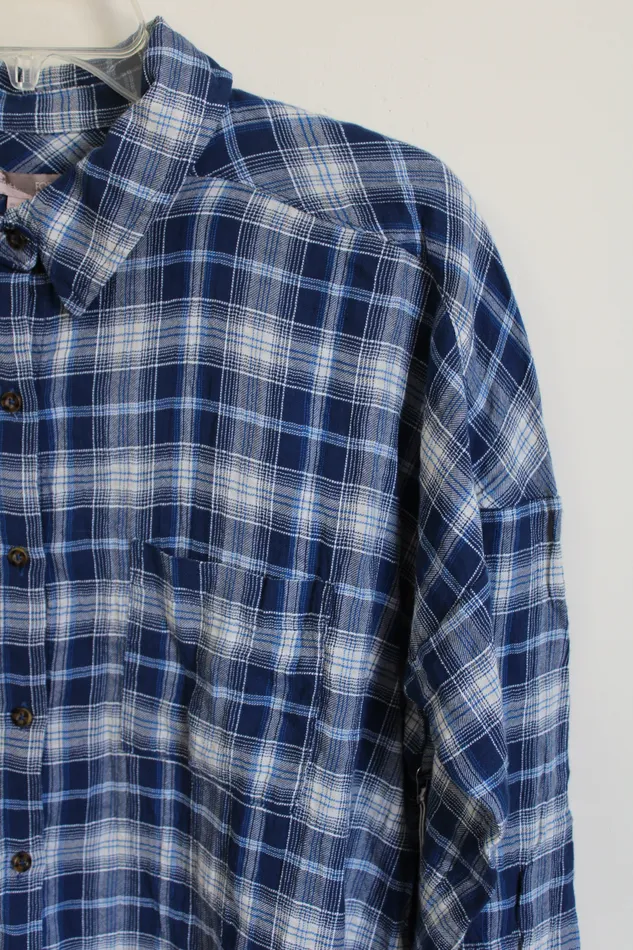 Forever 21 NEW Forever 21 Blue Plaid Shirt M Rings