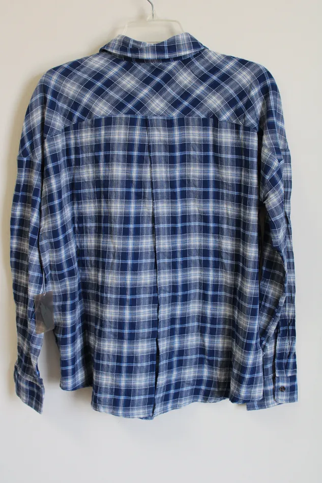 Forever 21 NEW Forever 21 Blue Plaid Shirt M Rings