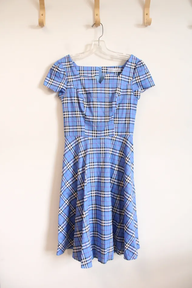 Girstunm Blue Black White Plaid Dress S Girstunm Rings