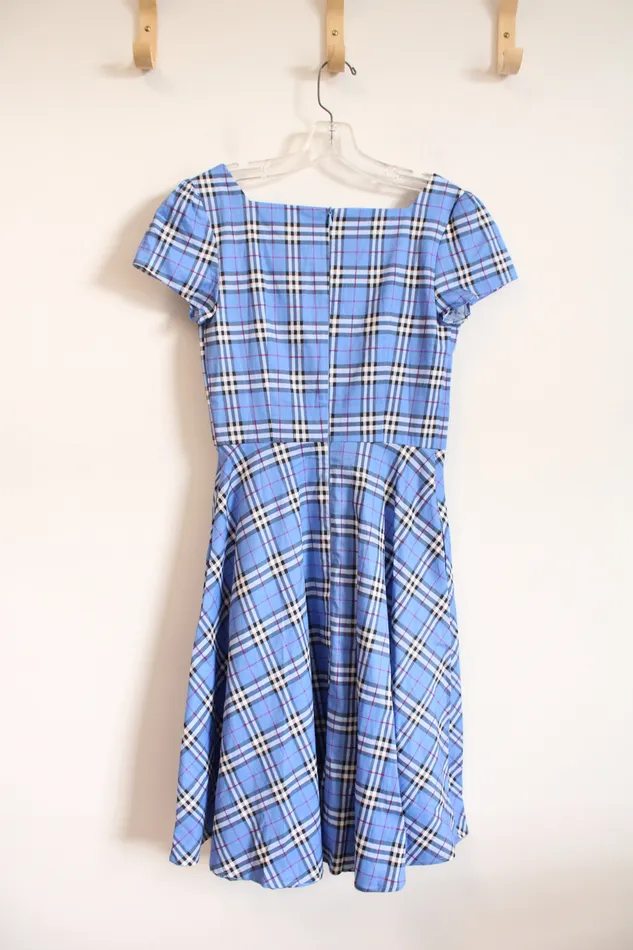 Girstunm Blue Black White Plaid Dress S Girstunm Rings