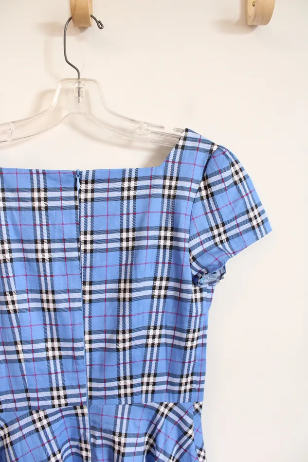 Girstunm Blue Black White Plaid Dress S Girstunm Rings