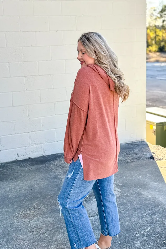 Haptics Earrings Another Tomorrow Hoodie Top Rust