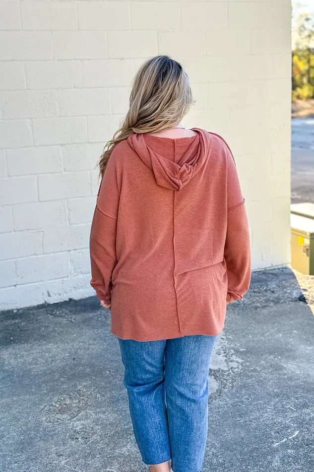 Haptics Earrings Another Tomorrow Hoodie Top Rust