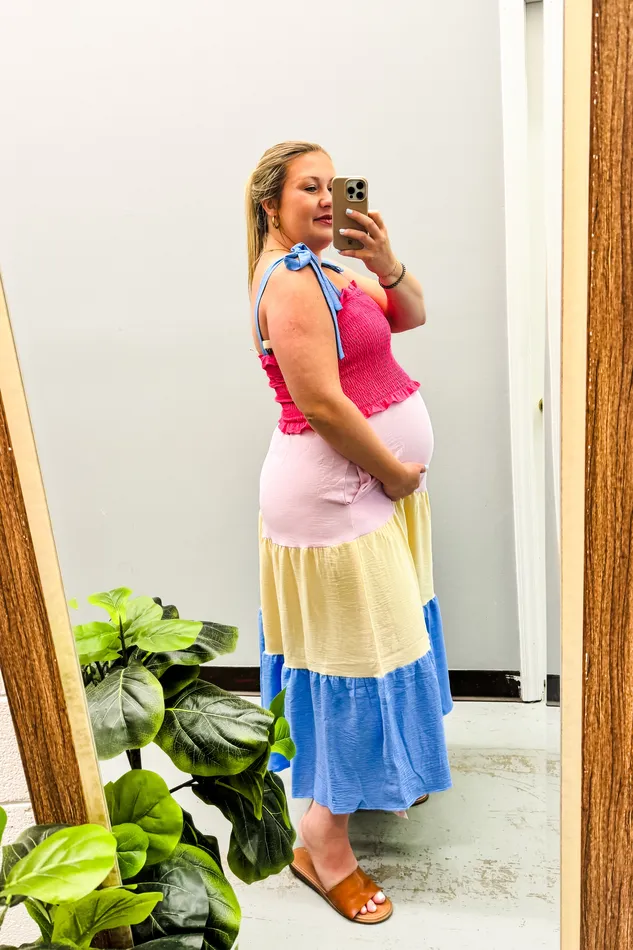 Haptics Necklaces Color Theory Tiered Maxi Dress