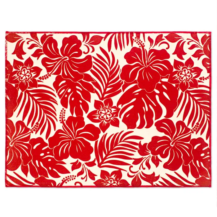 Hibiscus Floral Microfiber Drying Mat Red MADDENCORP Rings