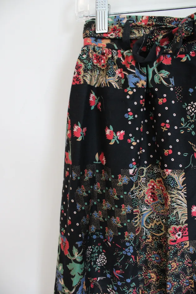 Jubilee Thrift Earrings Vintage Patchwork Style Belted Maxi Skirt 2