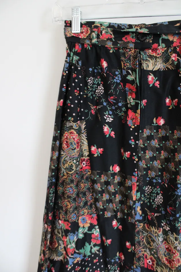 Jubilee Thrift Earrings Vintage Patchwork Style Belted Maxi Skirt 2