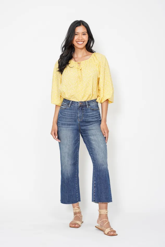 JUDY BLUE JUDY BLUE HIGH WAIST POCKET EMBROIDERED CROP WIDE JEAN DARK STONE Rings JUDY BLUE JUDY BLUE HIGH WAIST POCKET EMBROIDERED CROP WIDE JEAN DARK STONE Rings
