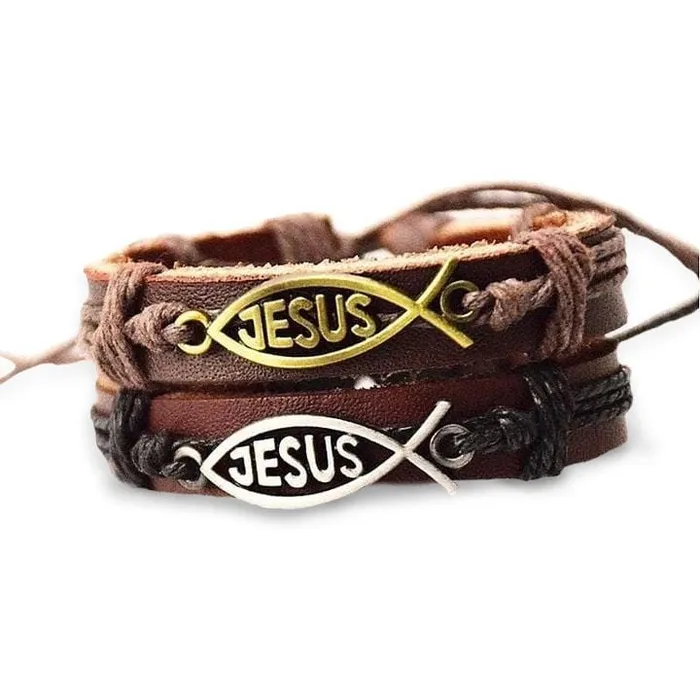 Lords Guidance Christian Bracelet br Leather Jesus Fish Bracelets