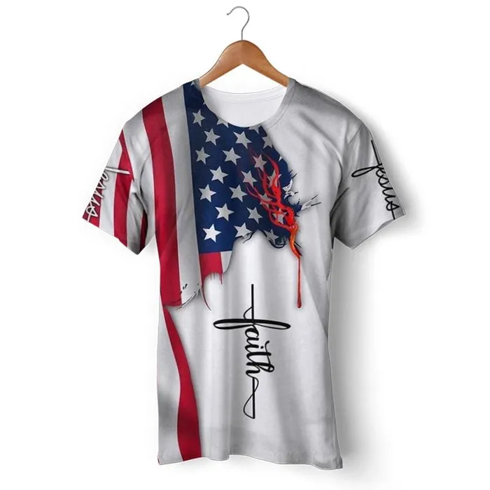 Lords Guidance Earrings Christian TShirt br Jesus Christ USA Flag