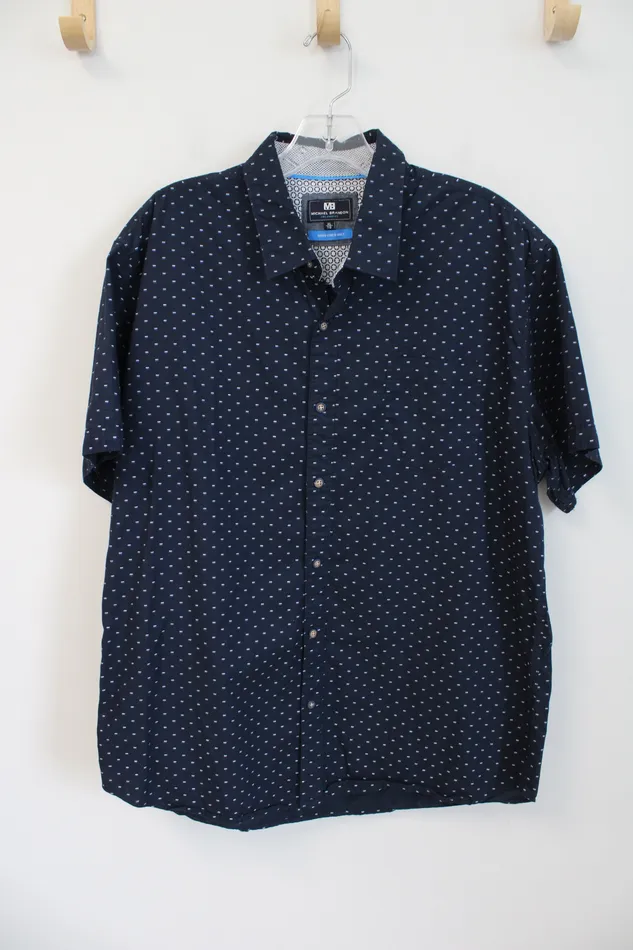 Michael Brandon Michael Brandon Navy Patterned Good Vibes Only Button Down Shirt XL Earrings Michael Brandon Michael Brandon Navy Patterned Good Vibes Only Button Down Shirt XL Earrings