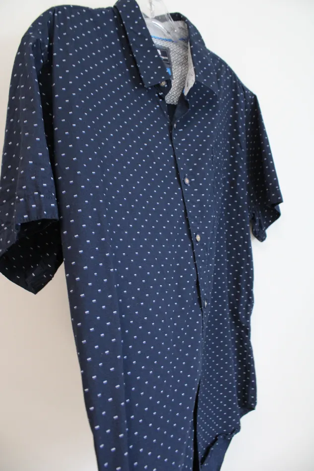 Michael Brandon Michael Brandon Navy Patterned Good Vibes Only Button Down Shirt XL Earrings