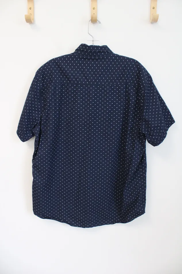 Michael Brandon Michael Brandon Navy Patterned Good Vibes Only Button Down Shirt XL Earrings