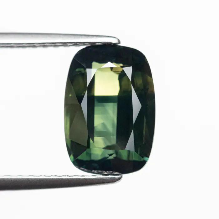 Misfit Gems Parti TealYellow Brilliant Sapphire 358ct Cushion Earrings