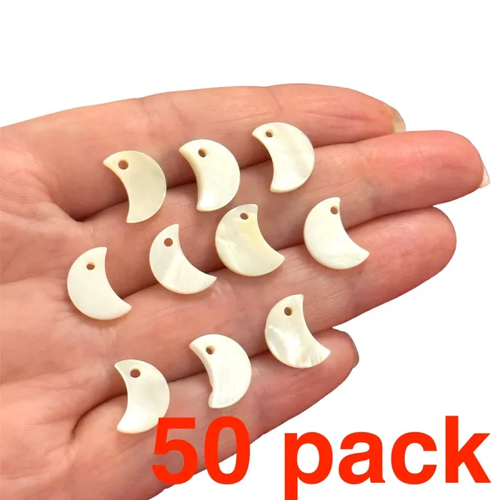 Mother of Pearl Crescent Charms Nacre Crescent Charms With Drilled Hole 10 pieces in a pack Peppy Beads Necklaces Mother of Pearl Crescent Charms Nacre Crescent Charms With Drilled Hole 10 pieces in a pack Peppy Beads Necklaces