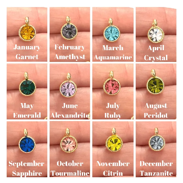 Necklaces Birthstone 24Kt Gold Plated CZ Charms Birthstone CZ Charms Peppy Beads Necklaces Birthstone 24Kt Gold Plated CZ Charms Birthstone CZ Charms Peppy Beads