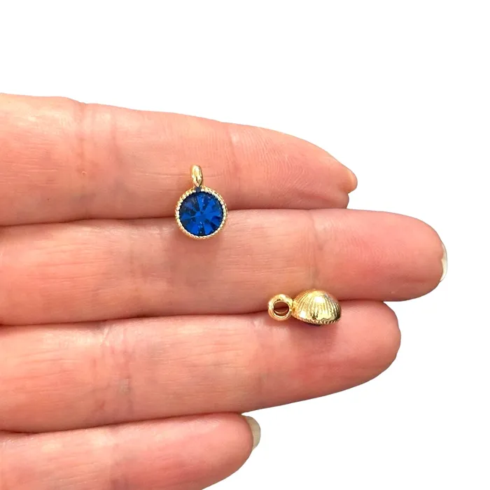 Necklaces Birthstone 24Kt Gold Plated CZ Charms Birthstone CZ Charms Peppy Beads