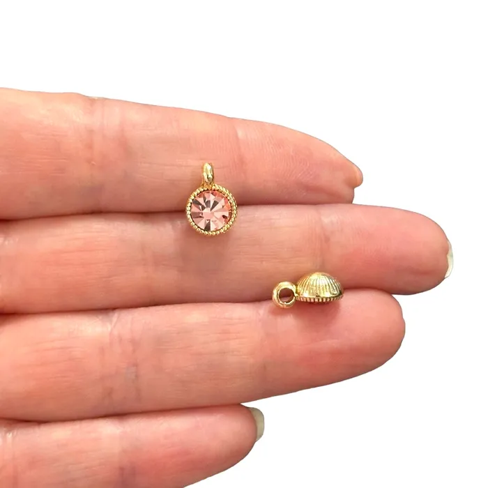 Necklaces Birthstone 24Kt Gold Plated CZ Charms Birthstone CZ Charms Peppy Beads