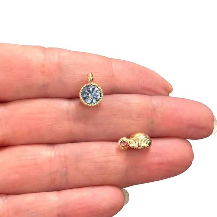 Necklaces Birthstone 24Kt Gold Plated CZ Charms Birthstone CZ Charms Peppy Beads