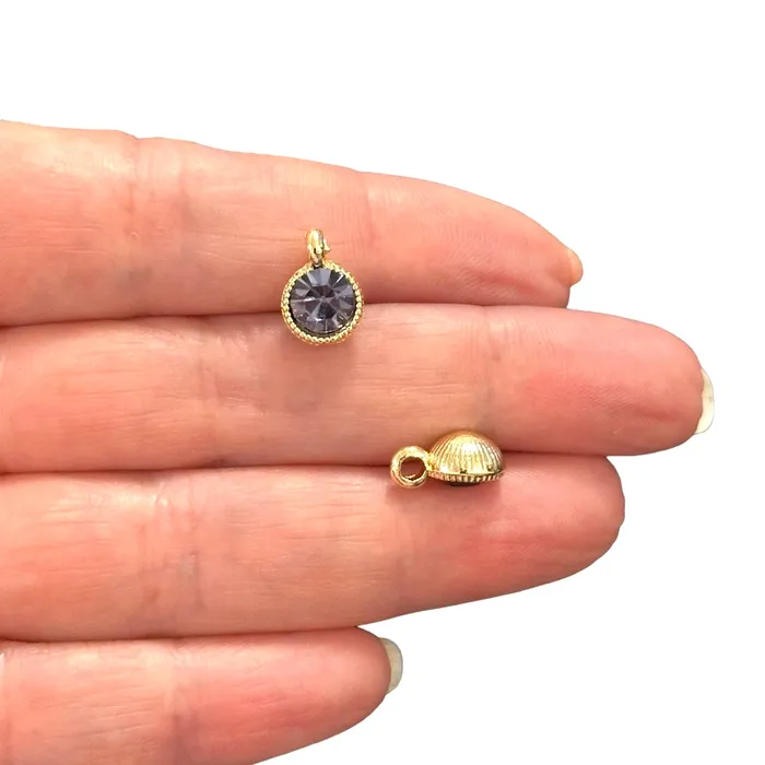 Necklaces Birthstone 24Kt Gold Plated CZ Charms Birthstone CZ Charms Peppy Beads