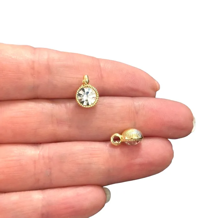 Necklaces Birthstone 24Kt Gold Plated CZ Charms Birthstone CZ Charms Peppy Beads