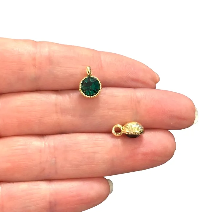 Necklaces Birthstone 24Kt Gold Plated CZ Charms Birthstone CZ Charms Peppy Beads