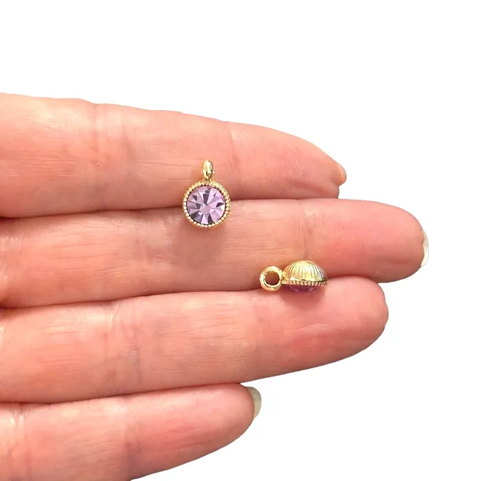 Necklaces Birthstone 24Kt Gold Plated CZ Charms Birthstone CZ Charms Peppy Beads