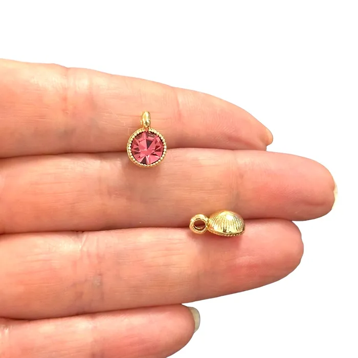 Necklaces Birthstone 24Kt Gold Plated CZ Charms Birthstone CZ Charms Peppy Beads