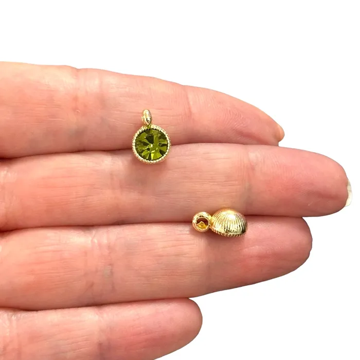 Necklaces Birthstone 24Kt Gold Plated CZ Charms Birthstone CZ Charms Peppy Beads