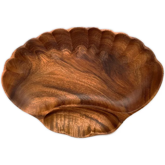 Necklaces ISLANDERGRP 2Compartment Acacia Wood Serving Tray with Fluted Edges