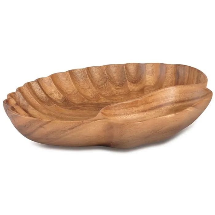 Necklaces ISLANDERGRP 2Compartment Acacia Wood Serving Tray with Fluted Edges
