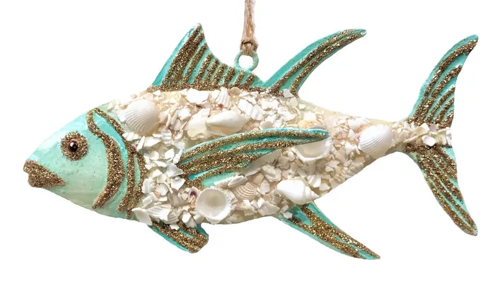 Necklaces KUBLACRAFTS Kubla Crafts Fish with Shells Enamel Christmas Ornament