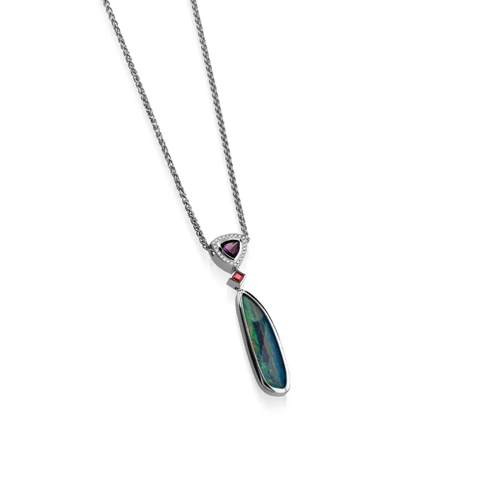 Necklaces Signature Opal Amethyst Ruby and Diamond Pendant Necklace John Atencio Necklaces Signature Opal Amethyst Ruby and Diamond Pendant Necklace John Atencio