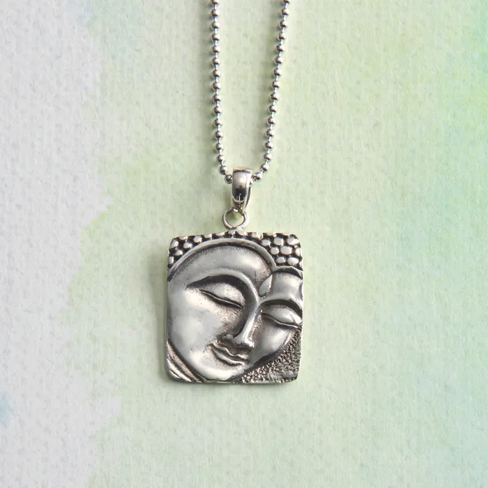 Necklaces Tiger Mountain Sterling Silver Buddha Face Necklace