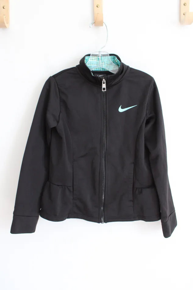 Nike Black Teal Ruffled Back Athletic Jacket Youth 6 Nike Rings