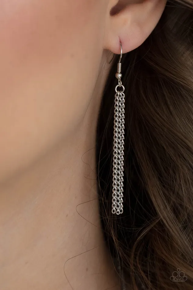 One Night In Casablanca Silver Paparazzi Accessories Earrings