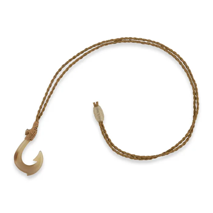 PACIFICOCEANCOL White Buffalo Horn Mini Hawaiian Fish Hook Necklace Necklaces