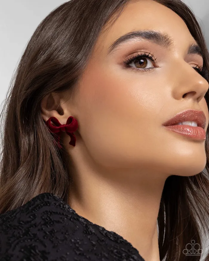 Paparazzi Accessories Earrings Dapper Dedication Red