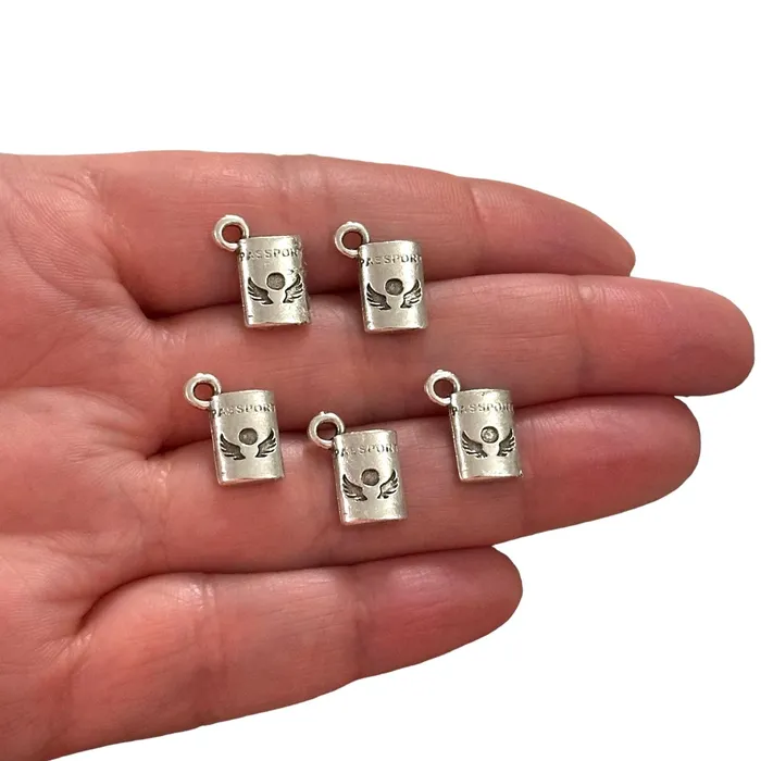 Peppy Beads Antique Silver Plated Passport Charms Silver Travel Charms 5 pcs in a pack Earrings Peppy Beads Antique Silver Plated Passport Charms Silver Travel Charms 5 pcs in a pack Earrings