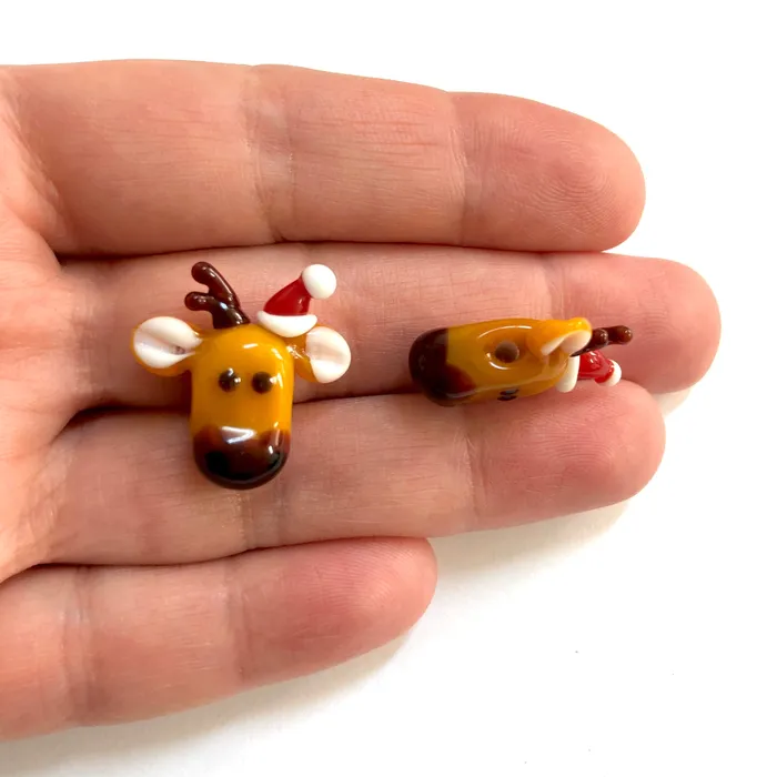 Peppy Beads Charm Necklaces Hand Made Murano Glass Christmas Deer Charm