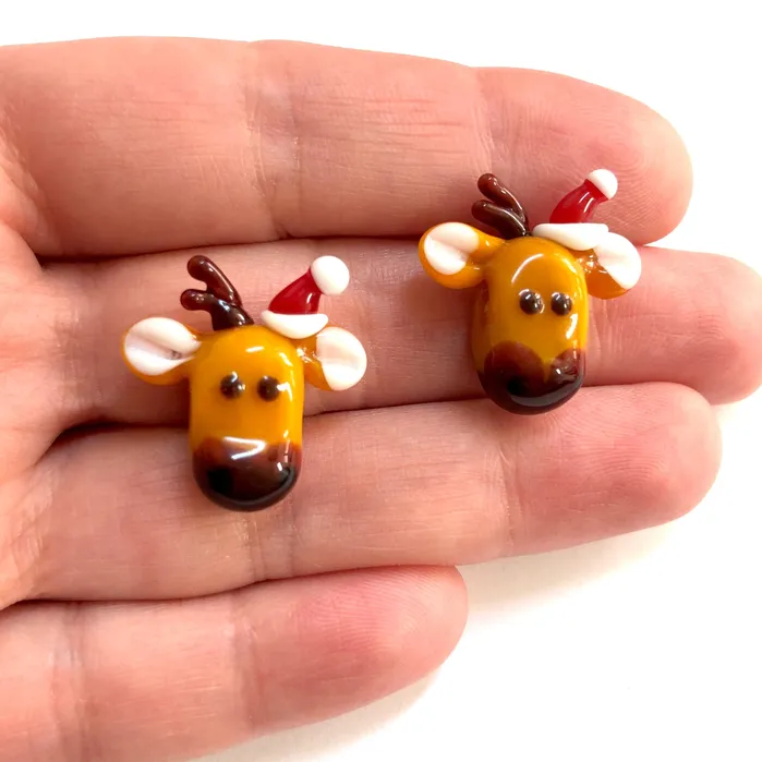 Peppy Beads Charm Necklaces Hand Made Murano Glass Christmas Deer Charm Peppy Beads Charm Necklaces Hand Made Murano Glass Christmas Deer Charm