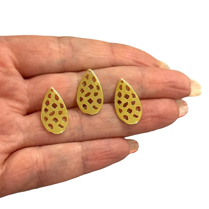 Peppy Beads Earrings 24Kt Gold Plated Brass Drop Charms 3 pcs in a pack