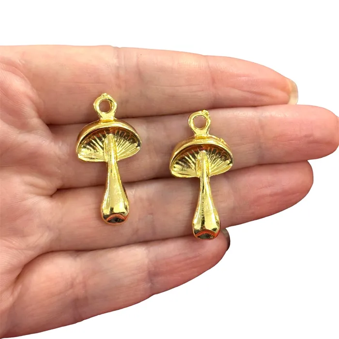 Peppy Beads Earrings 24Kt Gold Plated Mushroom Charms 2 pcs in a pack
