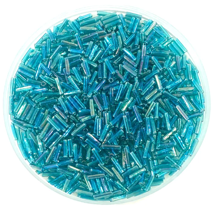 Peppy Beads Earrings Miyuki Bugles size 6mm 2458 Transparent Teal AB 10 grams Peppy Beads Earrings Miyuki Bugles size 6mm 2458 Transparent Teal AB 10 grams