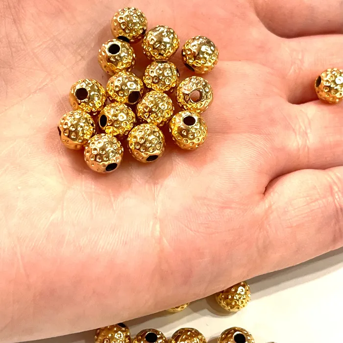 Peppy Beads Earrings NEW 24Kt Shiny Gold Plated 8mm Balls Gold Spacer BallsGold Spacer Beads 25 pcs in a pack