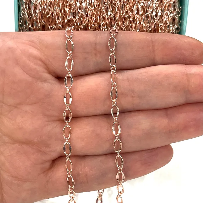 Peppy Beads Earrings Rose Gold Plated Brass Chain 6x3 mm Rose Gold Plated Chain