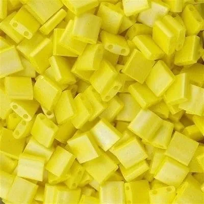 Peppy Beads Miyuki Tila Beads TL0404FR Opaque Yellow Matted AB Earrings