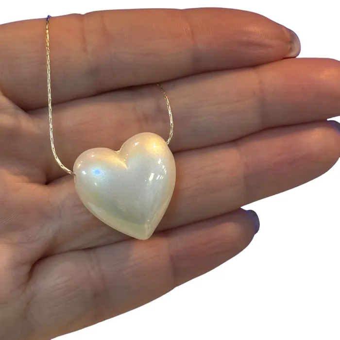 Peppy Beads Necklaces 22mm Puffy Heart Charms Pearly Heart Charms with 2mm Horizontal Hole 2 pcs in a pack Peppy Beads Necklaces 22mm Puffy Heart Charms Pearly Heart Charms with 2mm Horizontal Hole 2 pcs in a pack