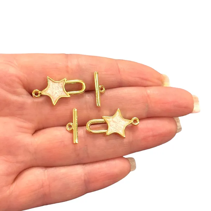 Peppy Beads PreStyled Sets 2 Sets 24Kt Shiny Gold Plated Ivory Enamelled Toggle Clasps Peppy Beads PreStyled Sets 2 Sets 24Kt Shiny Gold Plated Ivory Enamelled Toggle Clasps